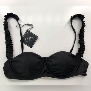 Zaful Bikini Top Ruffled Adjustable Straps Light Removable Padding